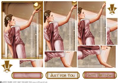 Art Deco Lady Pandore Pink Pyramid