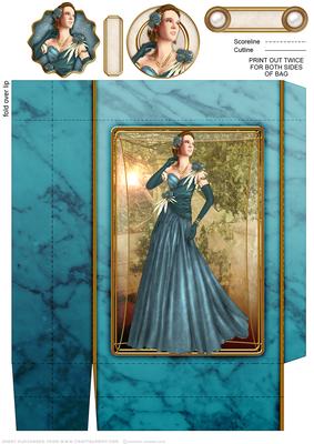 Art Deco Lady Rose Aqua Mini Bags