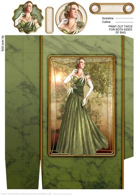 Art Deco Lady Rose Green Mini Bags