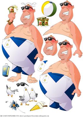 Scotland Beach Dude Decoupage Sheet