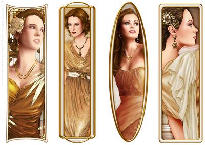 Art Deco Ladies Toppers/bookmarks Gold