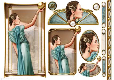 Art Deco Lady Pandore Aqua Topper Sheet