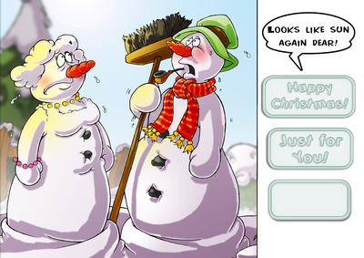 Sunny Snowmen 8x8 Quick Card