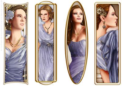 Art Deco Ladies Toppers/bookmarks Lilac