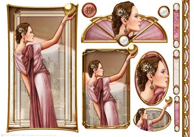 Art Deco Lady Pandore Pink Topper Sheet