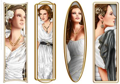 Art Deco Ladies Toppers/bookmarks White
