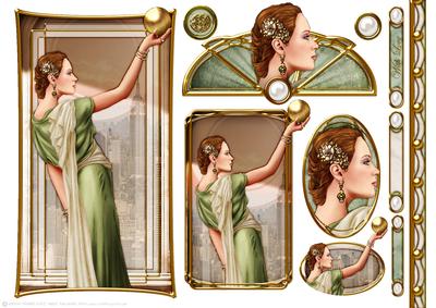 Art Deco Lady Pandore Green Topper