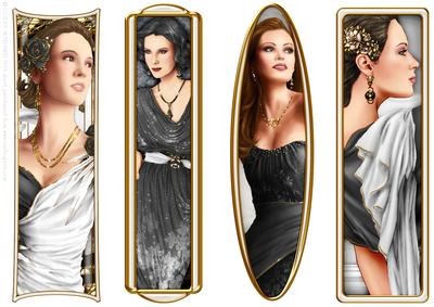 Art Deco Ladies Toppers/bookmarks Black