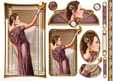 Art Deco Lady Pandore Dark Pink Topper