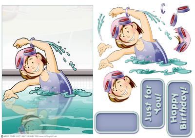 Cute Swimmer Girl Purple