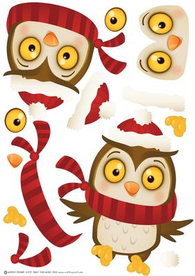 Tweeto Owl's Christmas Decoupage Sheet