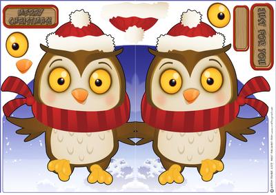 Tweeto Owl's Christmas Shaped Card