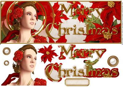 Art Deco Rose Large Dl Merry Christmas