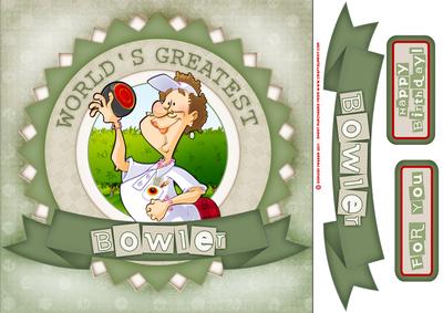 Lawn Bowls Lady (red) Shabby Chic 8x8