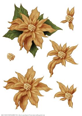 Poinsettia Decoupage Sheet Gold