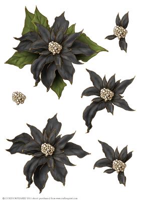 Poinsettia Decoupage Sheet Black