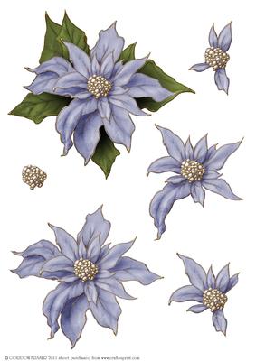 Poinsettia Decoupage Sheet Lilac