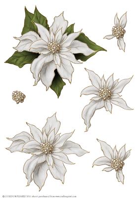Poinsettia Decoupage Sheet Silver