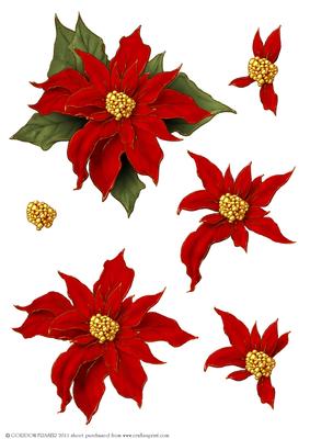 Poinsettia Decoupage Sheet Red