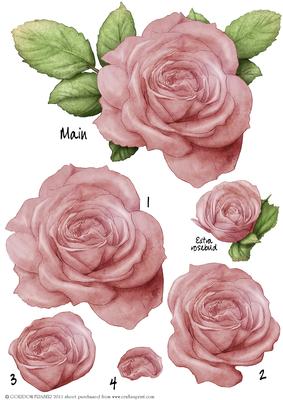 Pink Rose Decoupage Sheet