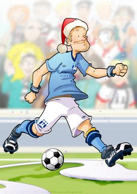 Christmas Football Dude Manchester City A4