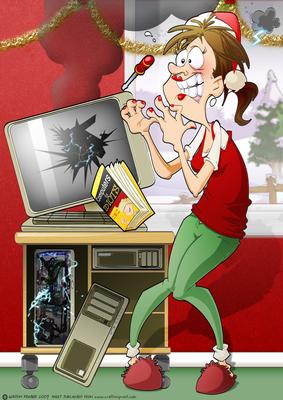 Christmas P.c. Repair Lady A4