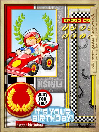 Red Racing Boy 6 Sheet Including Decoupage Step by Step