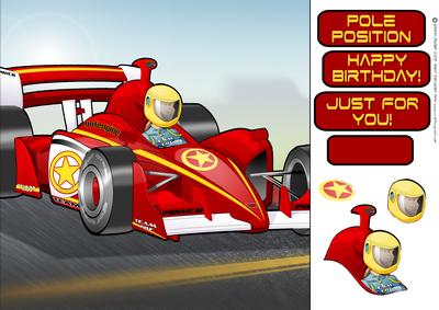 Formula 1 Racing Car Dude 8x8 Quick Card