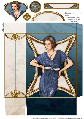 Art Deco Lady Elise Blue Gift Mini Bag