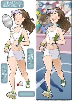 Badminton Lady Large Dl Quick Card