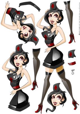 Naughty Nurse Black Decoupage Sheet
