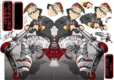 Urban Scooter Dude Shaped Card