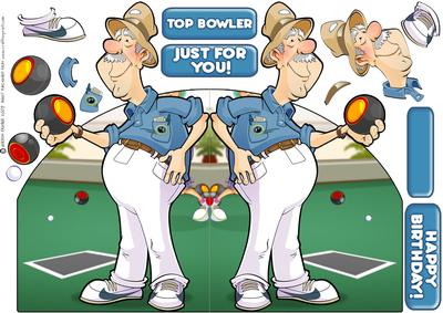 Indoor Lawn Bowler Dude Shaped Card