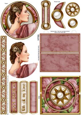 Art Deco Lady Pandore (pink) Mini Easel