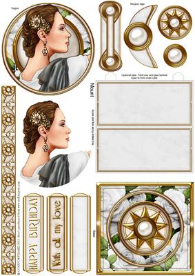 Art Deco Lady Pandore (white) Mini Easel