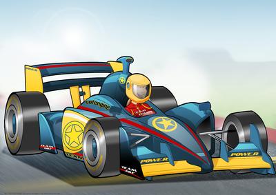 Formula 1 Racing Car Dude Blue A4