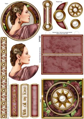 Art Deco Lady Pandore (dark Pink) Mini Easel