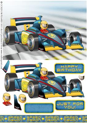 Formula 1 Racing Car Dude (blue)