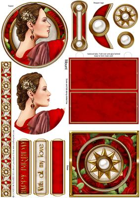 Art Deco Lady Pandore (red) Mini Easel