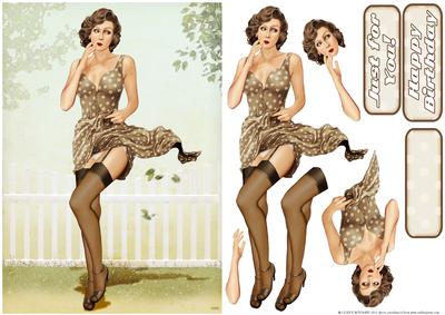 1950's Pin Up Girl Eva Grace (brown)