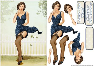 1950's Pin Up Girl Eva Grace (dark Blue)
