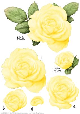 Yellow Rose Decoupage Sheet