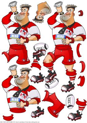 Rugby Dude from Gloucester Decoupage Sheet