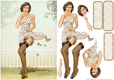 1950's Pin Up Girl Eva Grace (cream)