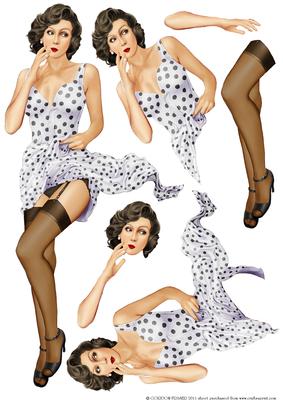 1950's Pin Up Girl Eva Grace Decoupage Sheet (white)