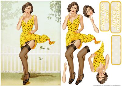 1950's Pin Up Girl Eva Grace (yellow)