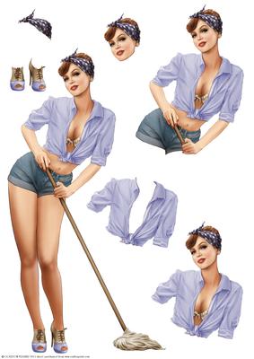 1950's Pin Up Girl Alice May Decoupage Sheet (lilac)