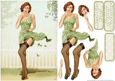 1950's Pin Up Girl Eva Grace (green)