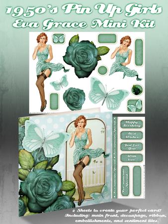 1950's Pin Up Girl Eva Grace Mini Kit (aqua)