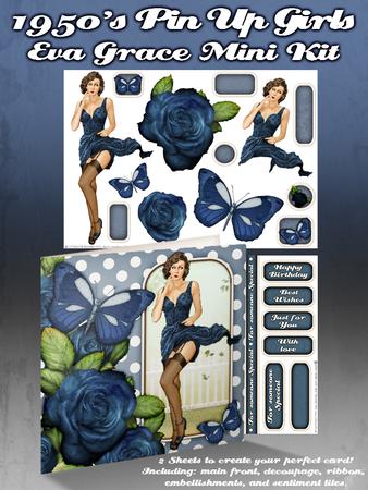 1950's Pin Up Girl Eva Grace Mini Kit (blue)